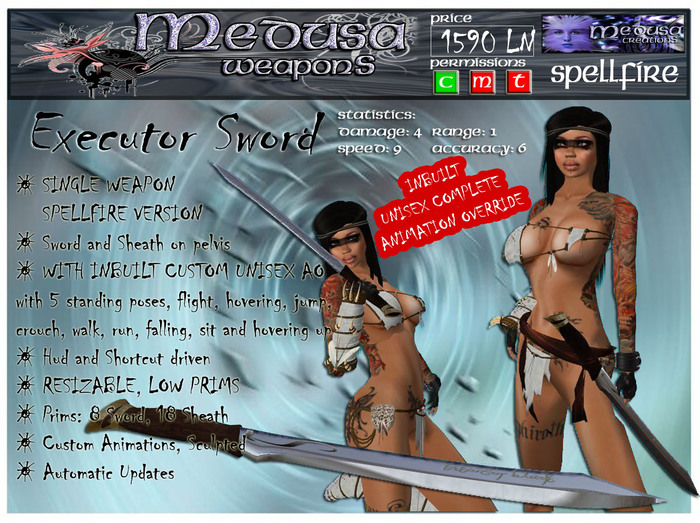 ~ Medusa Weapons ~ Executor Sword SpellFire AO (Boxed)