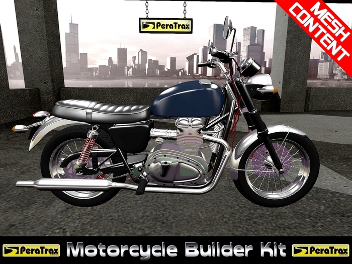 (PeraTrax) - Motorcycle Builder Kit - "British Retro Cruiser" (BOXED)
