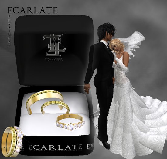 Ecarlate - Alliance Women/Men + Engagement Ring- Gold - FevriMery