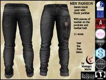 Men Fashion jean's black denim black panther fitmesh 11 sizes