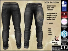Men Fashion jean's black denim leopard fitmesh 11 sizes