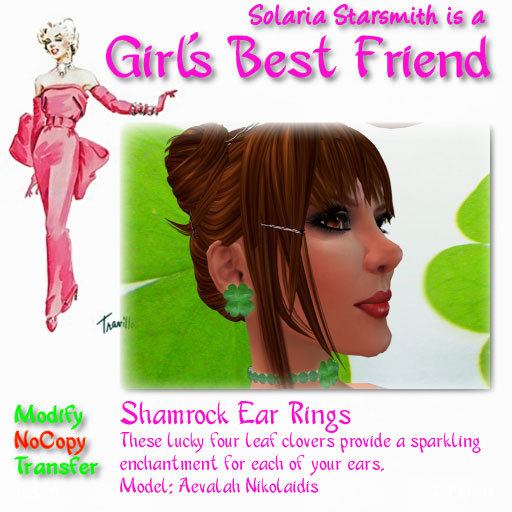 Green Diamond Shamrock Ear Rings