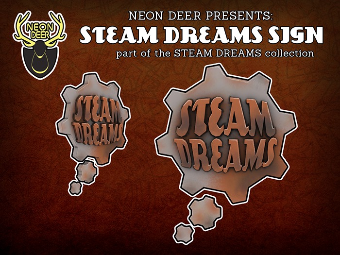 [[Neon Deer]] STEAM DREAMS - SD Sign (Boxed)