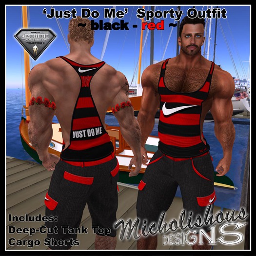 * Mikolishous Designs * Checkmark Sports Set - Black/Red