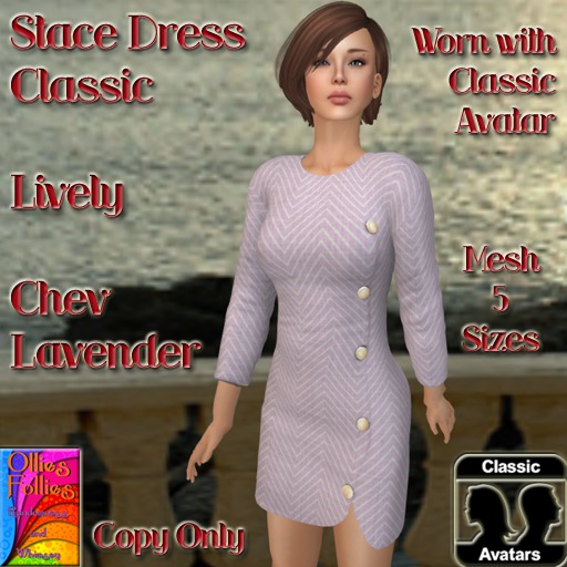 Stace Dress Classic Lively Chev Lavender ~OF~ Boxed