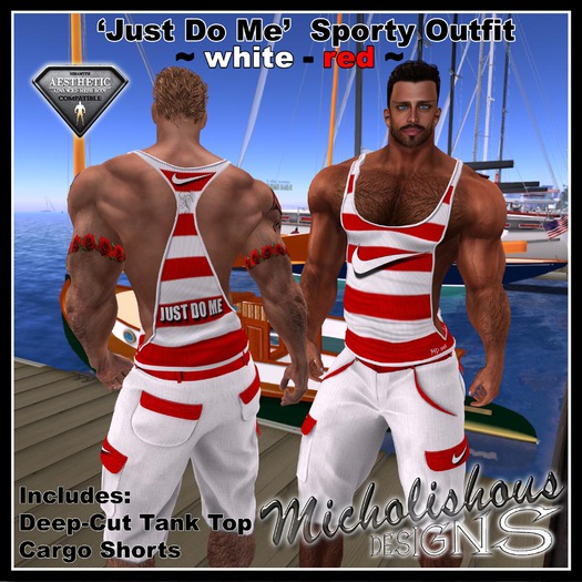 * Mikolishous Designs * Checkmark Sports Set - White/Red