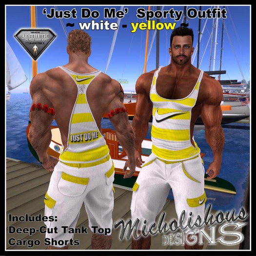 * Mikolishous Designs * Checkmark Sports Set - White/Yellow