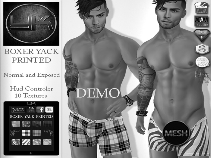 YACK - Mens MESH Boxer Printed Yack DEMO