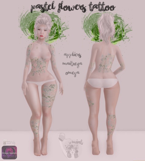 [MINT] Pastel flowers tattoo