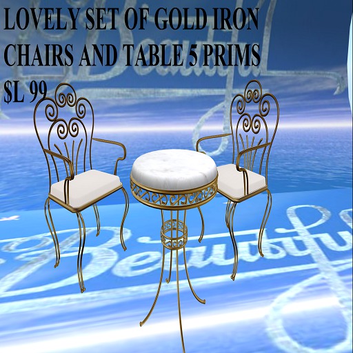GOLD IRON TABLE & CHAIRS