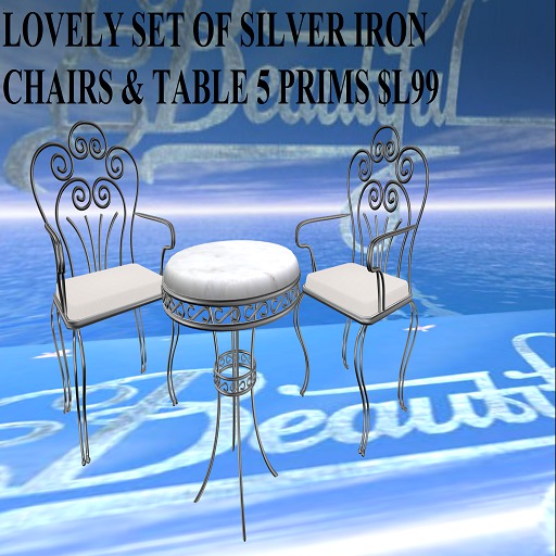 SILVER IRON TABLE & CHAIRS