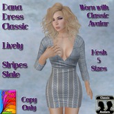 Dana Dress Classic Lively Stripes Slate ~OF~ Boxed