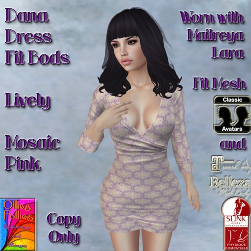 Dana Dress Fit Bods Lively Mosaic Pink ~OF~ Boxed