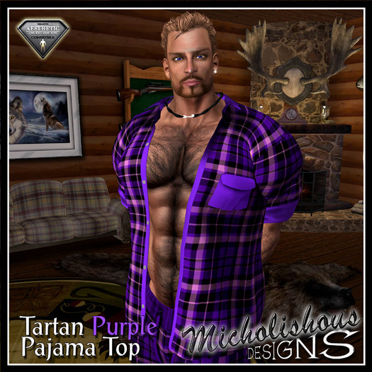 * Mikolishous Designs * Open Short Sleeve Tartan -  Purple