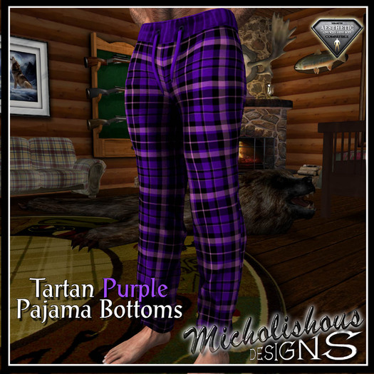 **Mikolishous Designs** Sweat Pants /PJs - Tartan - Purple