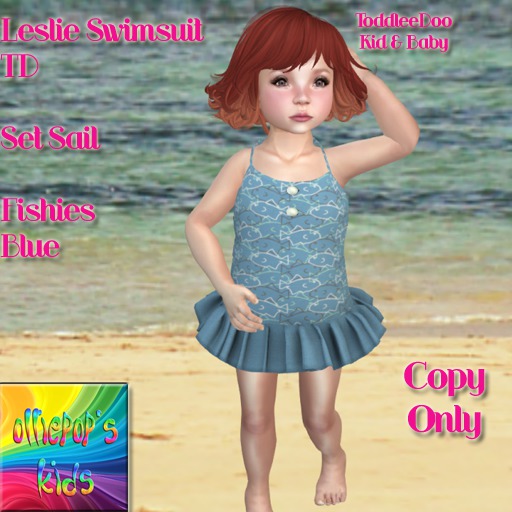 Leslie Swimsuit TD Set Sail Fishies Blue ~OpK~ Boxed