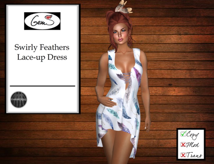 !!GemS!! Swirly Feathers Lace-up Dress