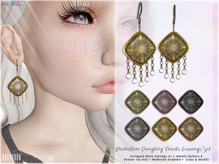 [ bubble ] Medallion Dangling Pearls Earrings