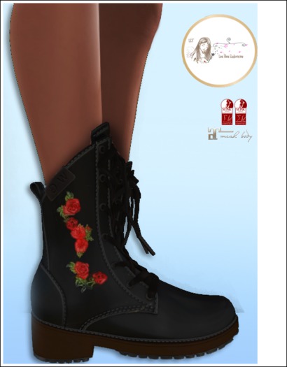 LFE ::Y Boots flat rose noir