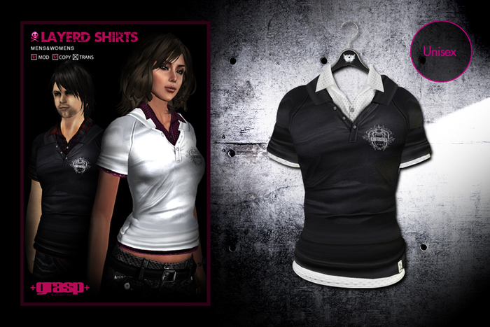 +grasp+/Layered Shirts/black+Dot_white