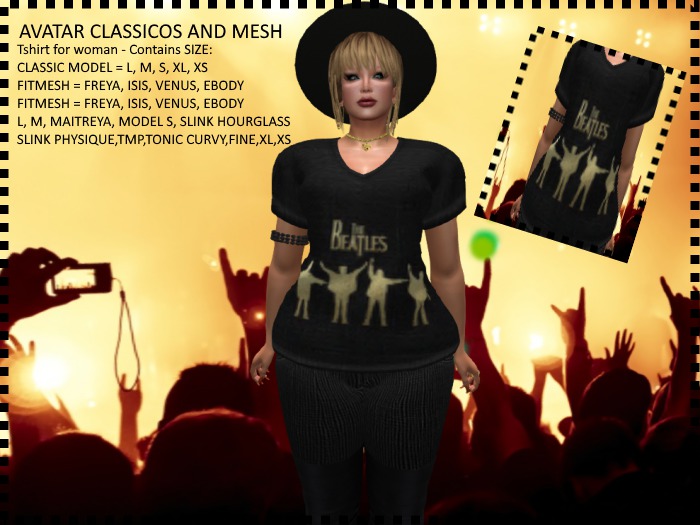 TSHIRT FOR WOMAN- BLACK AND GOLDEN - THE BEATLES (BOX)