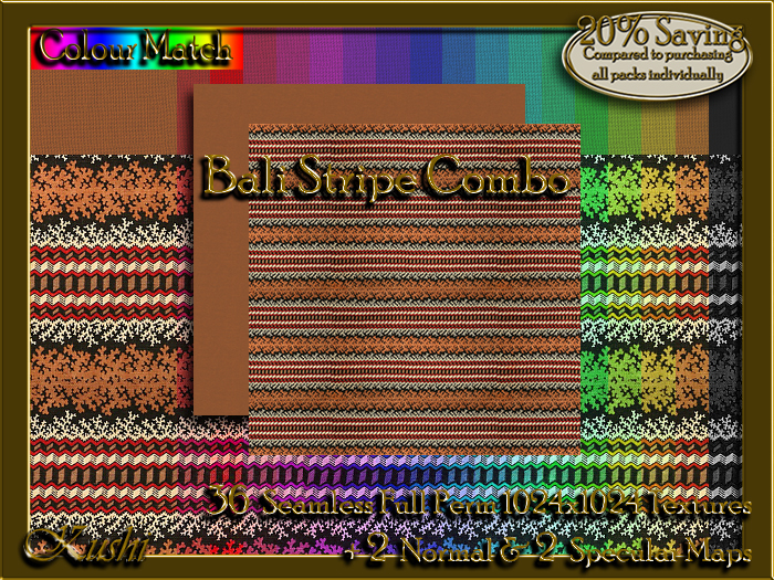 !Kushi! BaliStripeCOMBO Textures -WEAR TO UNPACK