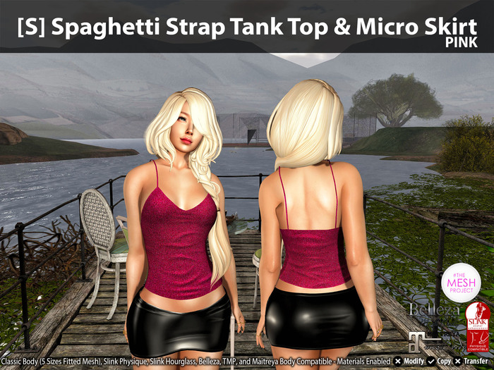 [S] Spaghetti Strap Tank Top & Micro Skirt Demo