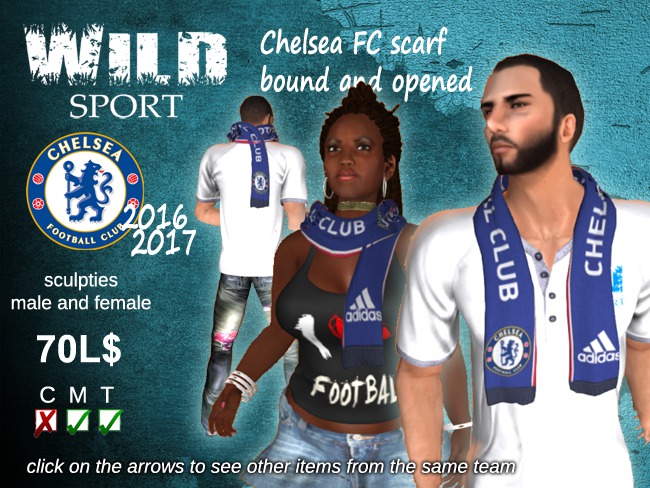 Second Life Marketplace - Chelsea FC opened and bound scarf male/female