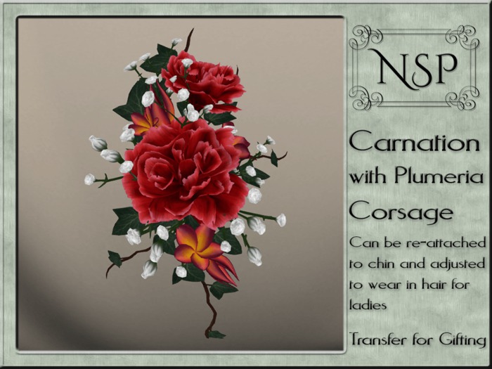 NSP Carnation & Plumera Corsage - Red