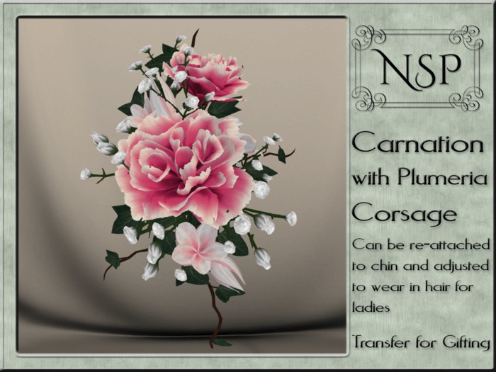 NSP Carnation & Plumera Corsage - Pink Ripple