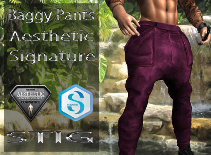Baggy Pants pink[Aesthetic,Signature]