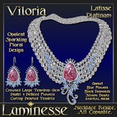 VILORIA Latisse Necklace & Earrings Set - Garnet Burgandy Blue Platinum