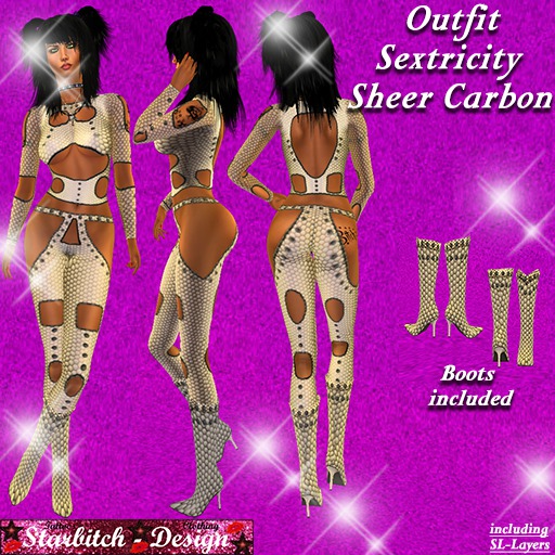Sextricity Outfit Sheer Carbon with Boots (including Omega-Applier)