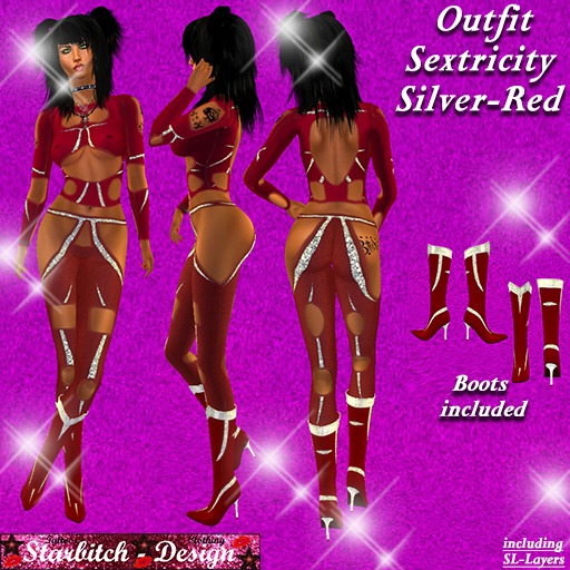 Sextricity Outfit Silver-Red with Boots (including Omega-Applier)