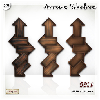 Second Life Marketplace - [V/W] Arrows Shelf V3 - 1 LI wood shelf ...