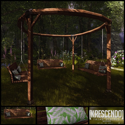 Second Life Marketplace - [Kres] Triad Benches - PG Brown