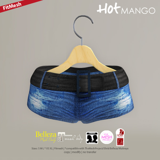 :::HOT MANGO Denim Shorts BlueBlack