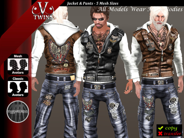 Second Life Marketplace VTwins Biker Clothes Offhand Collection