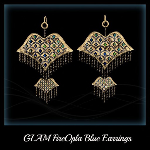 *JS* Glam Fire Opal Blue Earrings