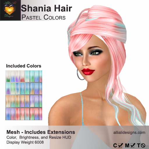 A&A Shania Hair Pastel Colors Pack. Womens mesh half updo with extensions