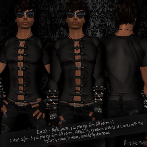 RipRock - Male Shirts, psd and tga files full perms V1
