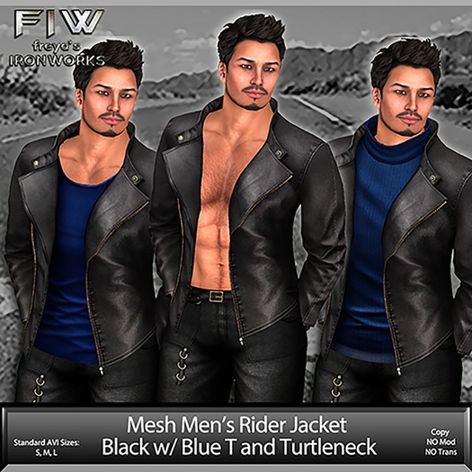 Mens Mesh Rider Jacket - Black/Blue TN/Blue Shirt