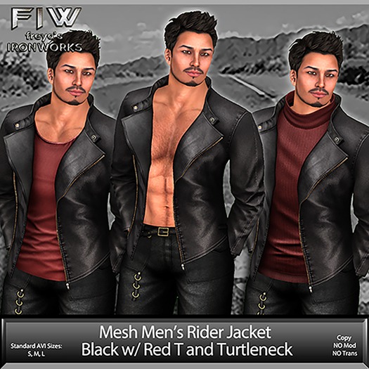 Mens Mesh Rider Jacket - Black/Red TN/Red Shirt