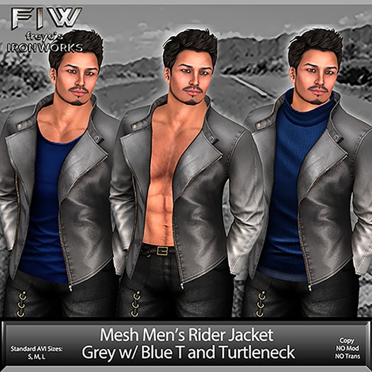 Mens Mesh Rider Jacket - Grey/Blue TN/Blue Shirt