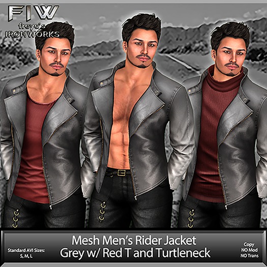 Mens Mesh Rider Jacket - Grey/Red TN/Red Shirt
