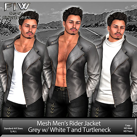 Mens Mesh Rider Jacket - Grey/White TN/White Shirt