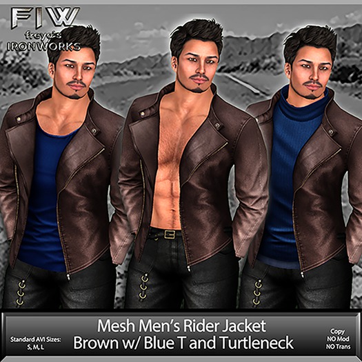 Mesh Mens Rider Jacket - Brown/Blue TN/Blue Shirt