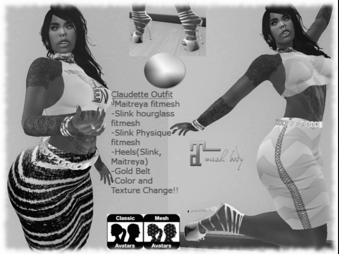 ^^D.T.P^^ Claudette Outfit DEMO Maitreya and Slink