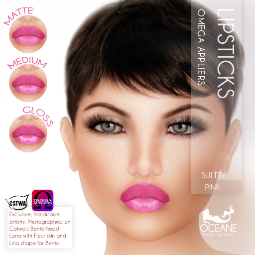 Oceane - Sultry Lipsticks 3 styles - Pink Omega