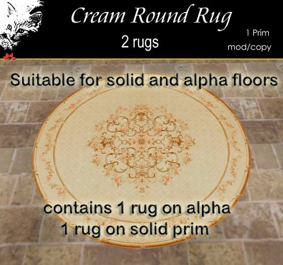Cream Round Rug  with & without alpha